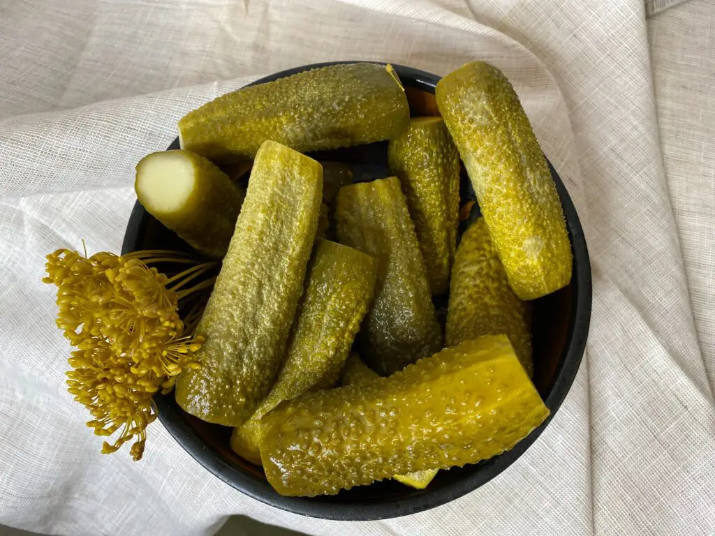 A bowl of pickles