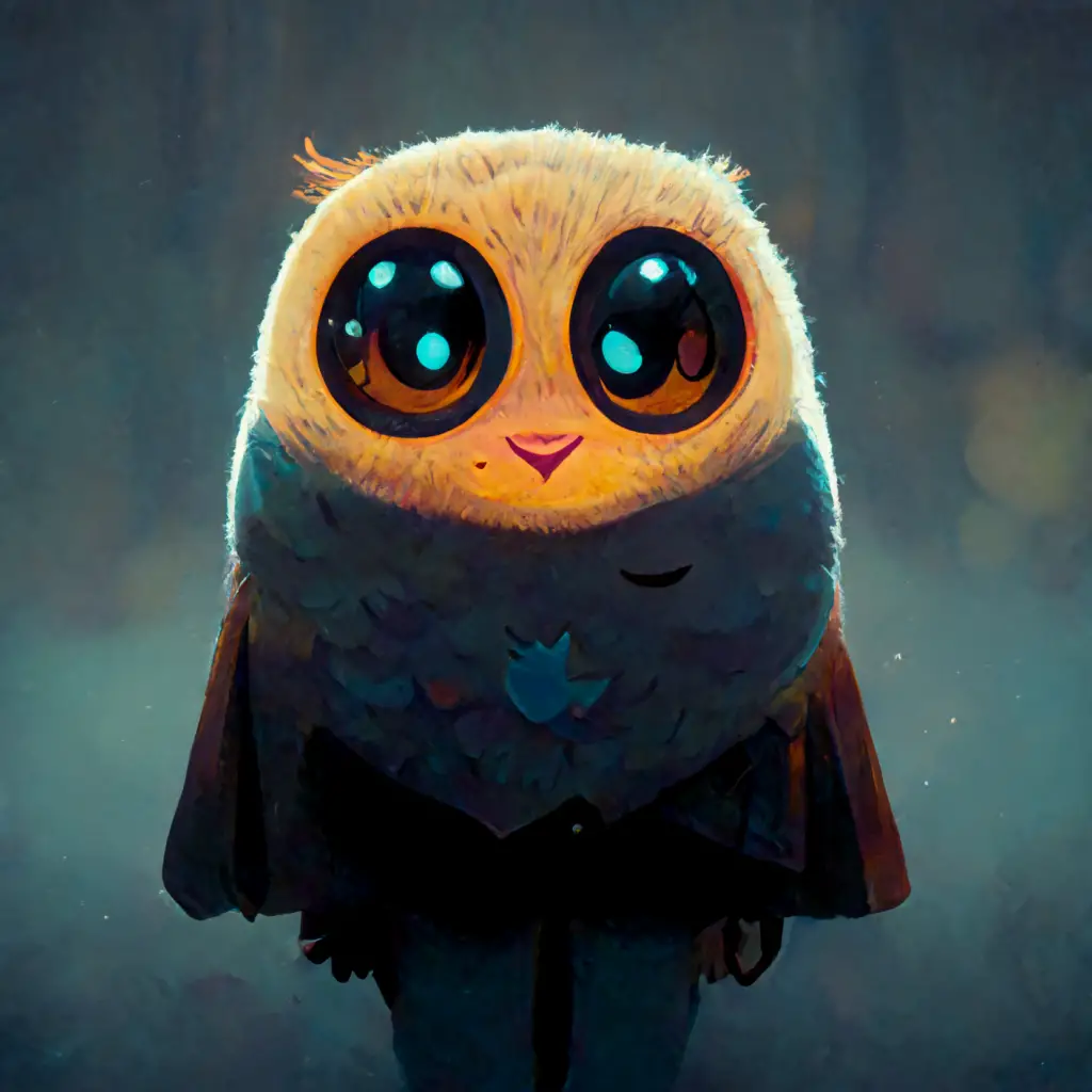 a digital rendering of a cute owl