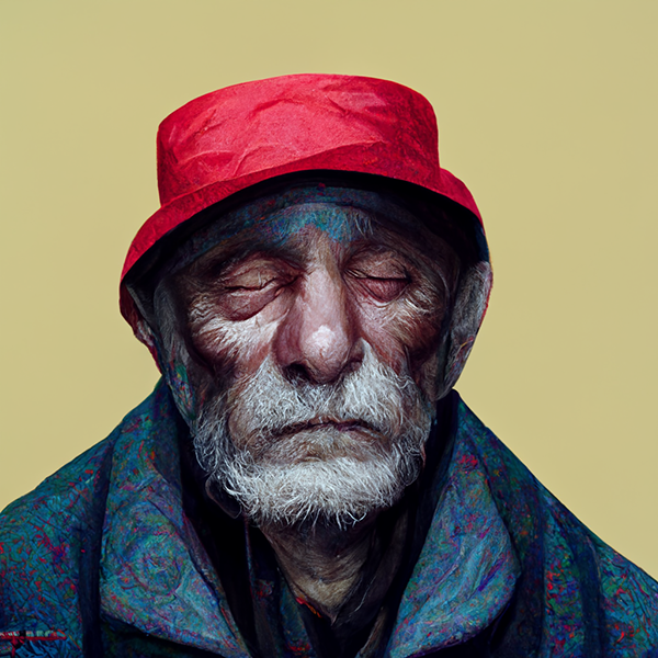 computer generated image of a sleep old man
