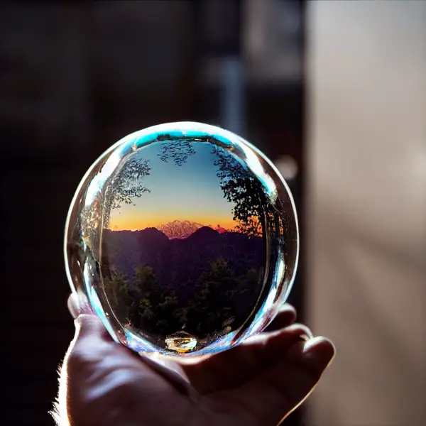 a hand holding a crystal ball
