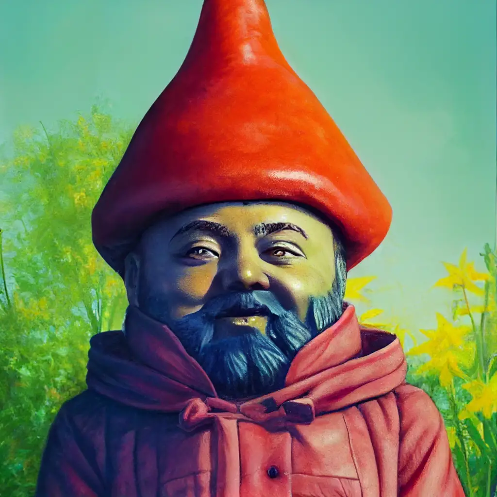 a stoned garden gnome
