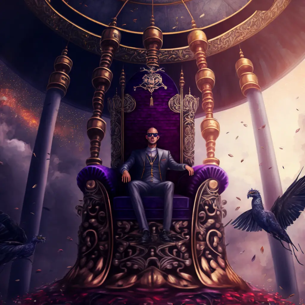 A cartoon CEO on a big throne