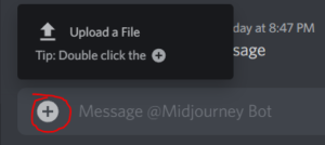 Plus button on Discord for Midjourney