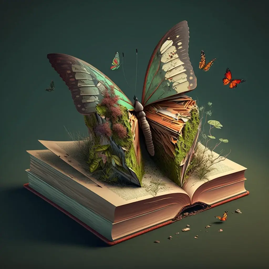 A butterfly coming out of a book