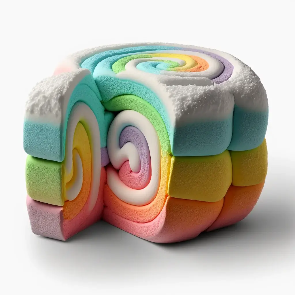 a computer generated image of a rainbow-colored marshmallow