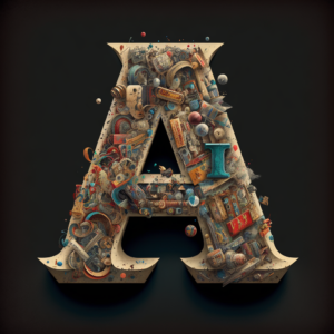 A giant letter A with all the letters of the alphabet