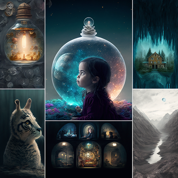 A collage of wonder ideas, rendering, magical