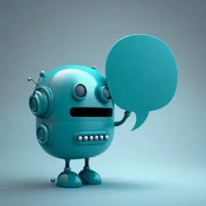 A robot entering a chat prompt in ChatGPT