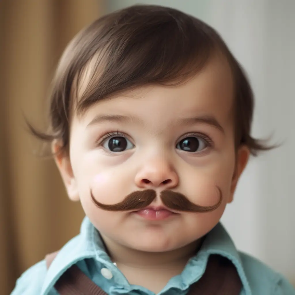a toddler with a mustache representing maturation in psychology
