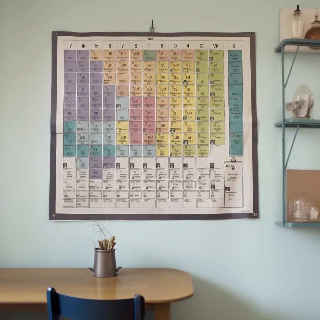 a periodic table hanging on a wall representing the need for mnemonics in psychology