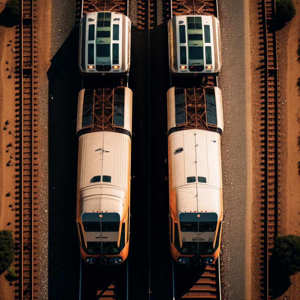 two trains beside each other to demonstrate the writing concept of Synonymous Parallelism