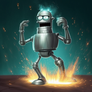 angry Bender from futurama knock-off