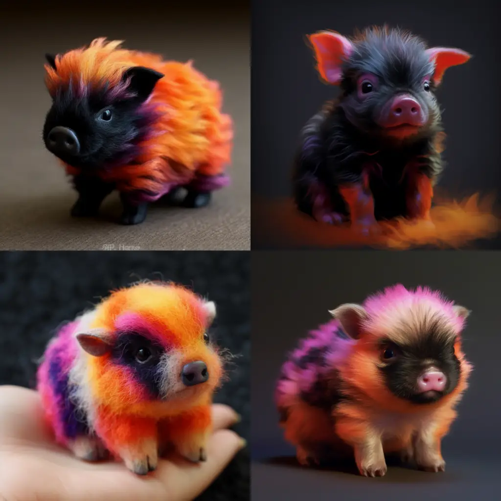 Colorful piglets showing How to Use Permutation Prompt Command in Midjourney