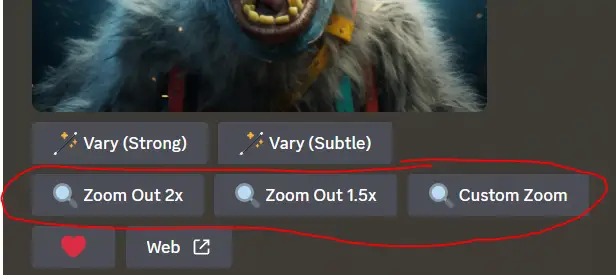 The zoom out buttons on Midjourney