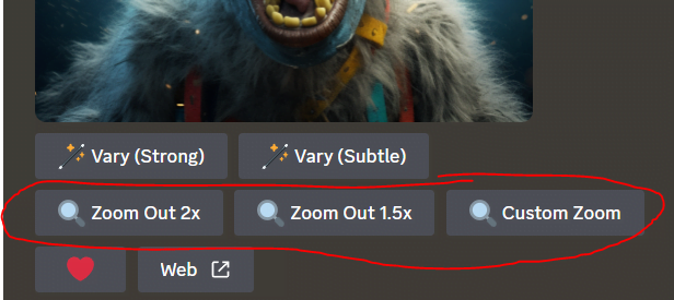 The zoom out buttons on Midjourney