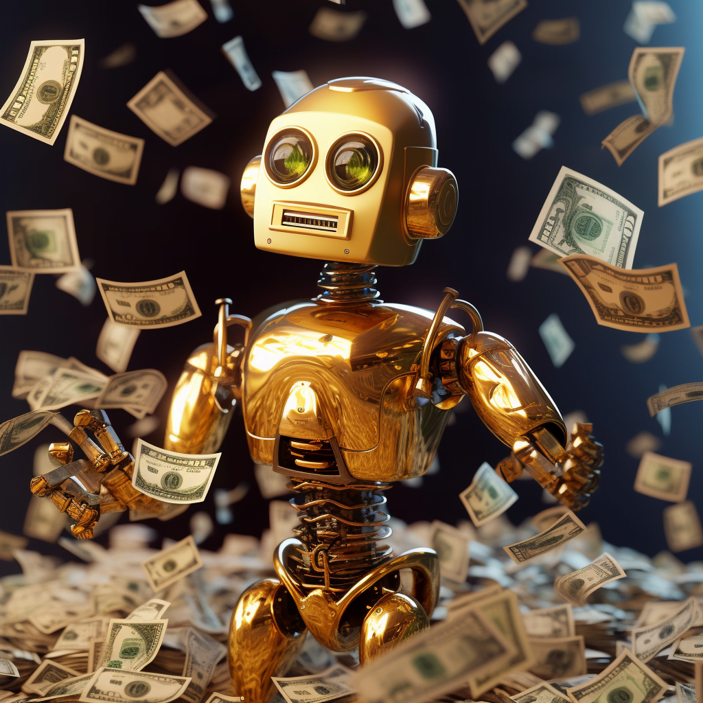 Robot money. Робот с деньгами. Золотой робот. Любовь деньги роботы. Робот и деньги картинка.