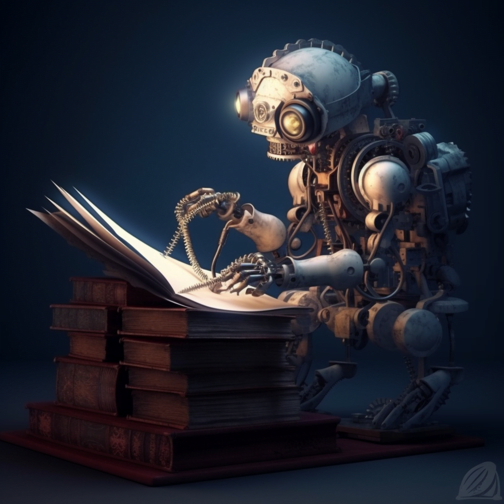 What is Machine Learning and How Does it Work? A robot looking up this information in a book