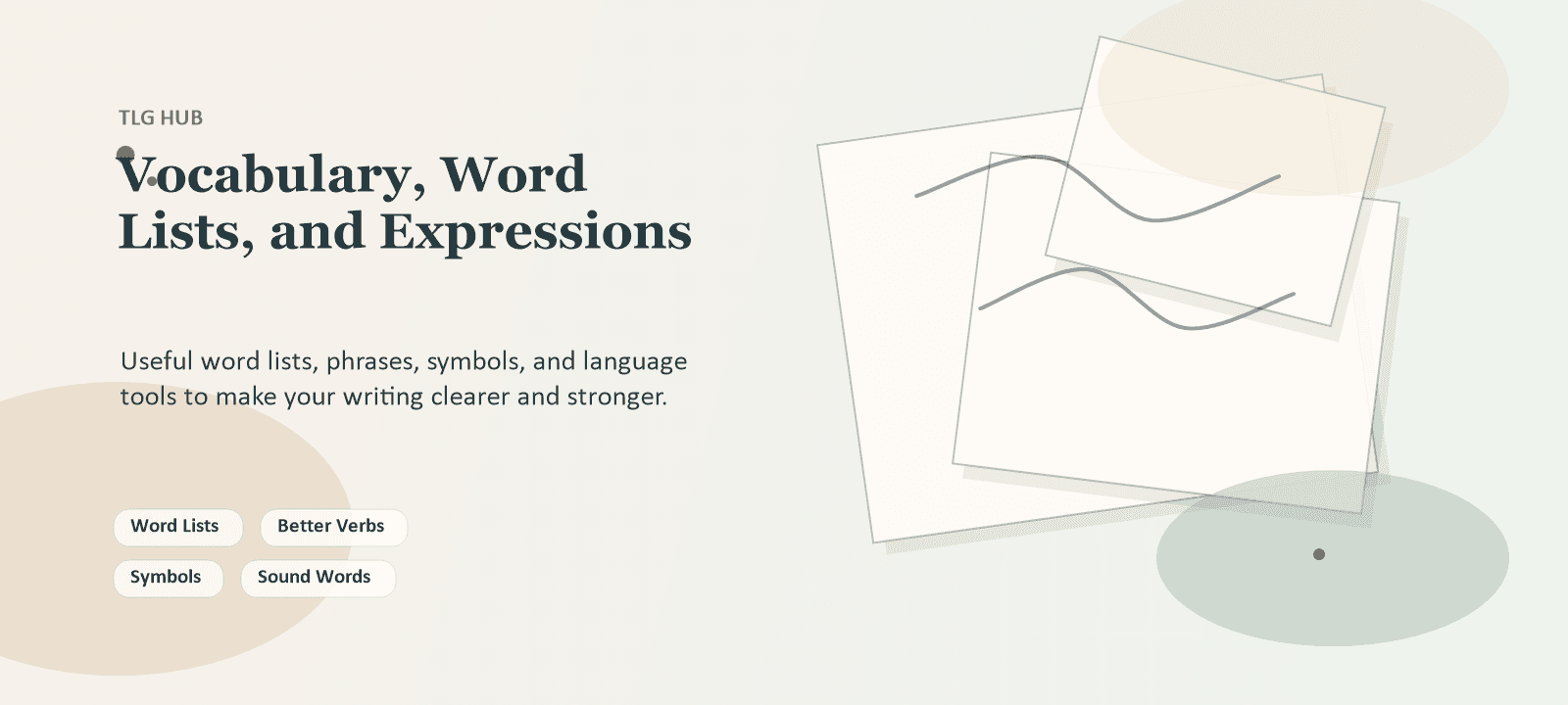 Vocabulary and word list hub header illustration