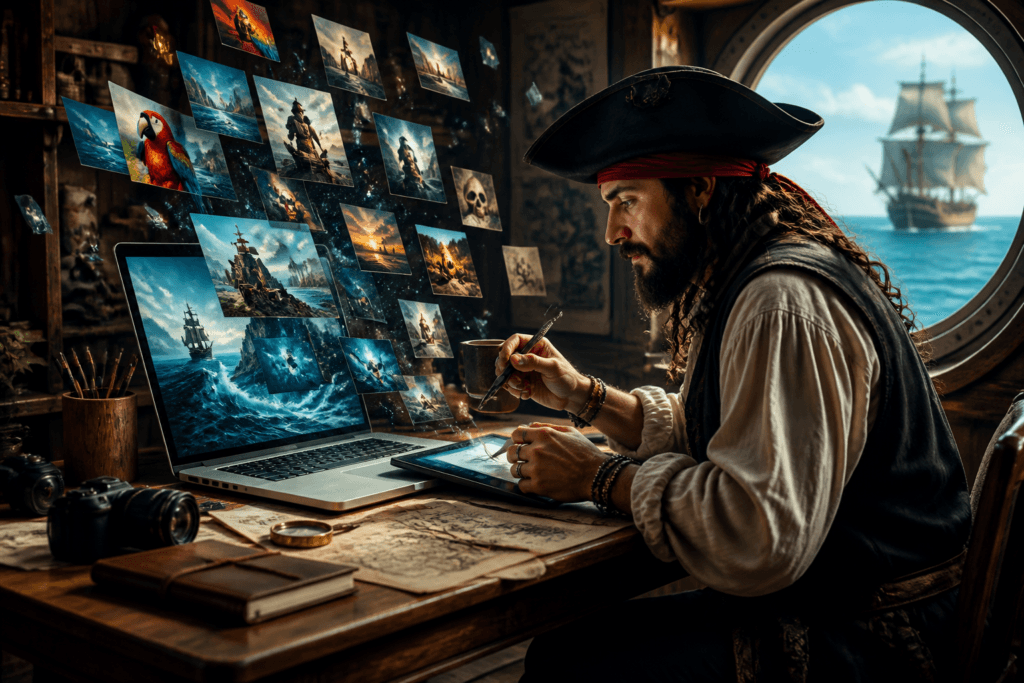 Small creator workflow using AI images