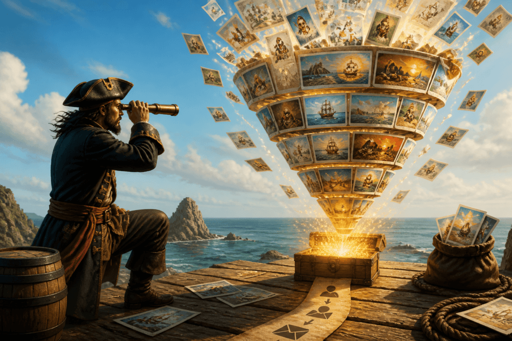 Marketing funnel paired with AI image content