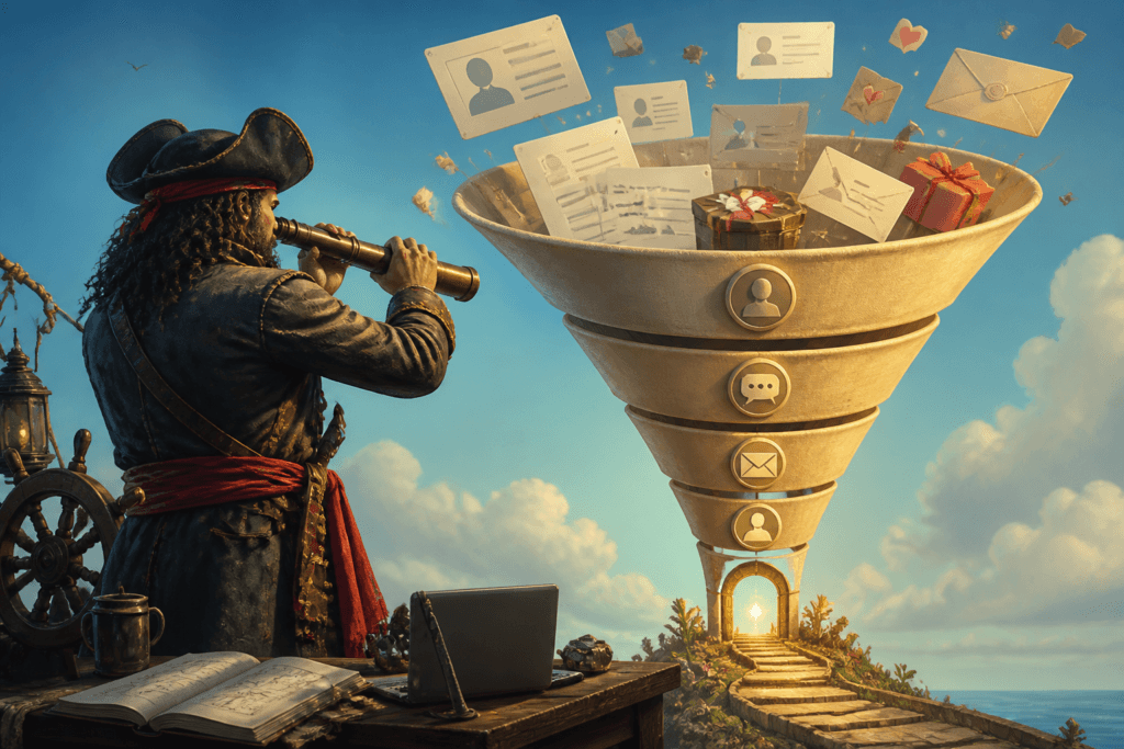 Website bio linked to funnel flow diagram