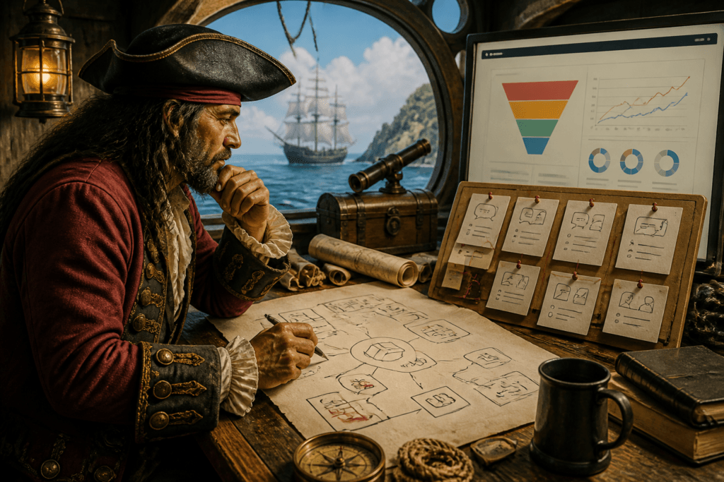 CRO dashboard beside offer messaging framework notes