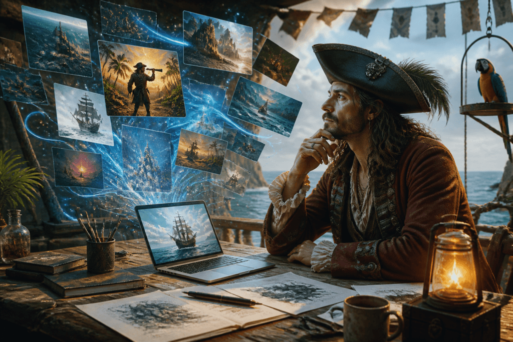 Creator using AI images across content tasks