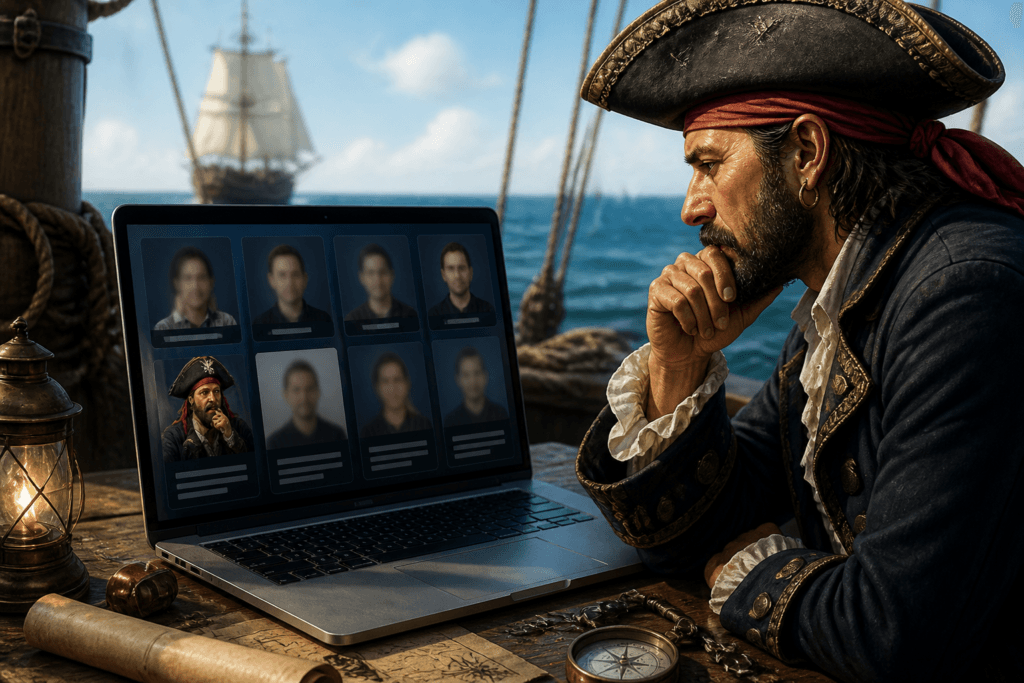 Website team bio copy on a laptop screen