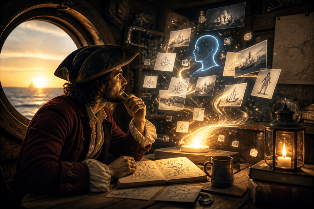 Small creator using AI for topic ideation