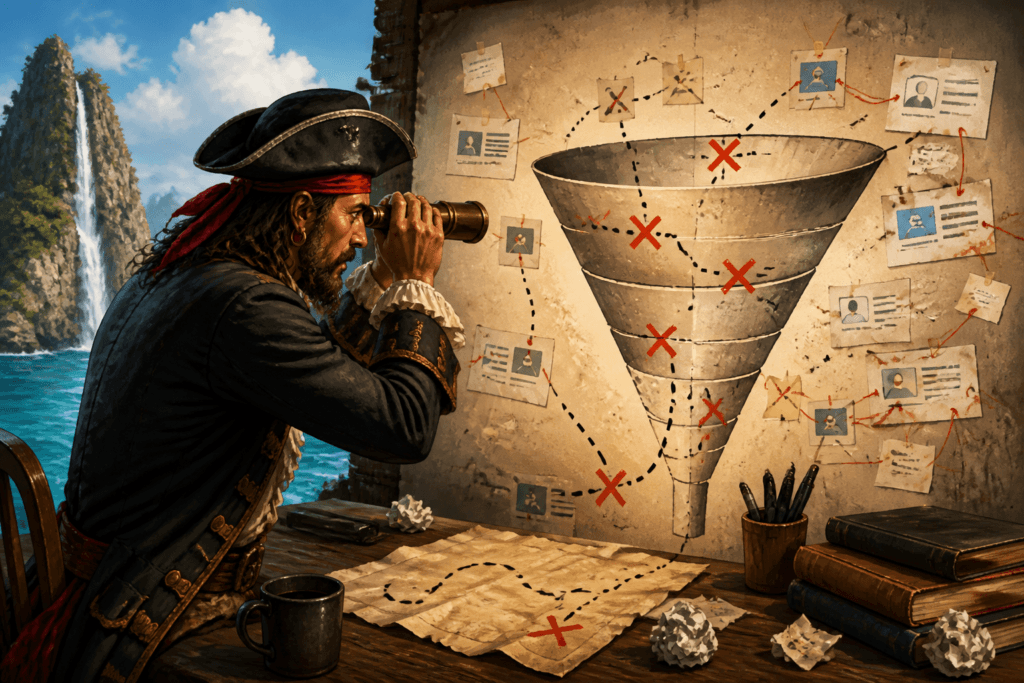 Mistakes marked on creator funnel diagram