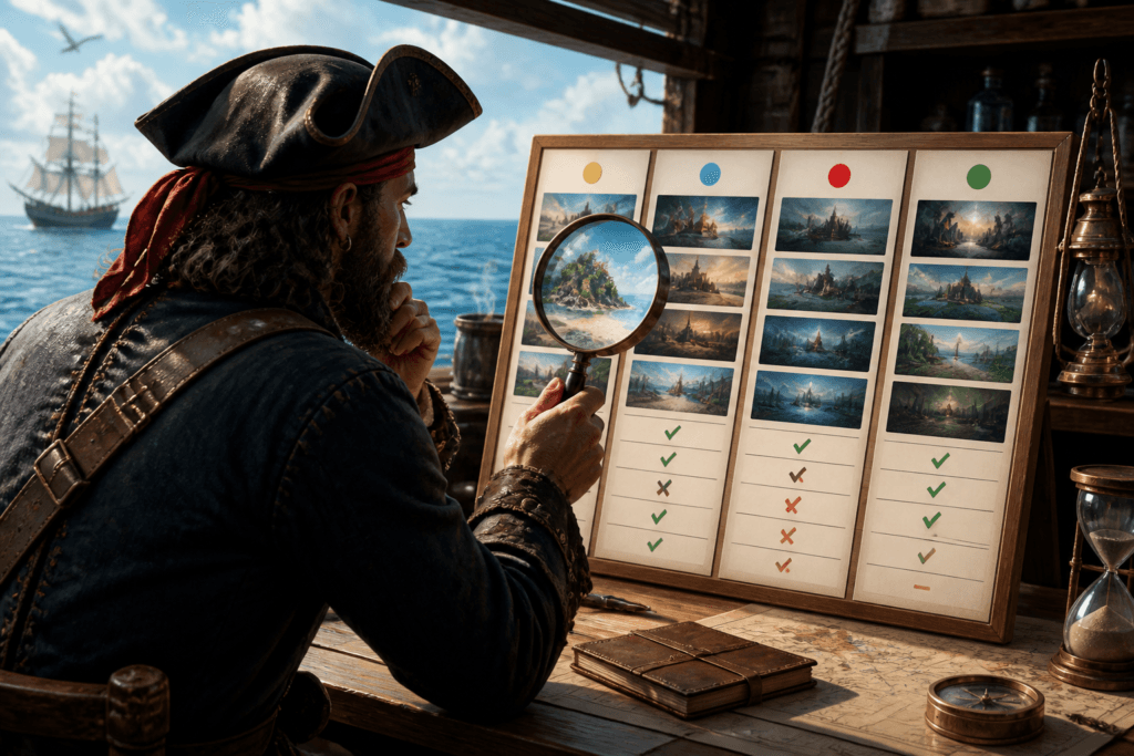 AI image tool comparison checklist on screen