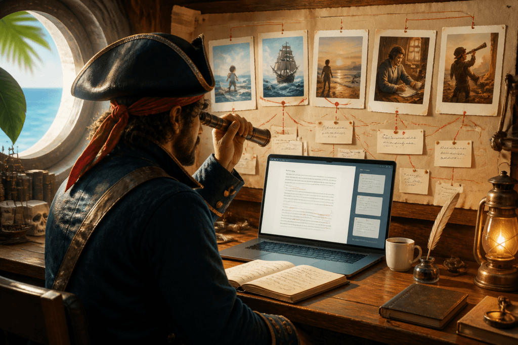 About page story arc edits on screen