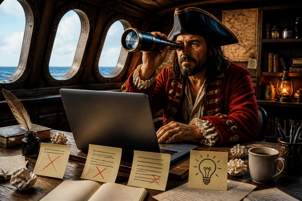 About page opening draft on laptop