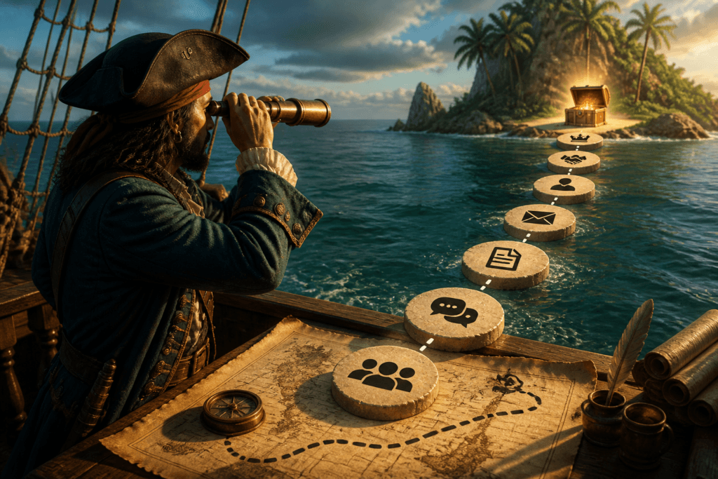 Audience-to-offer journey leading to sales