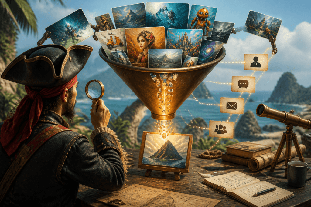 Creator funnel with AI image comparison stage