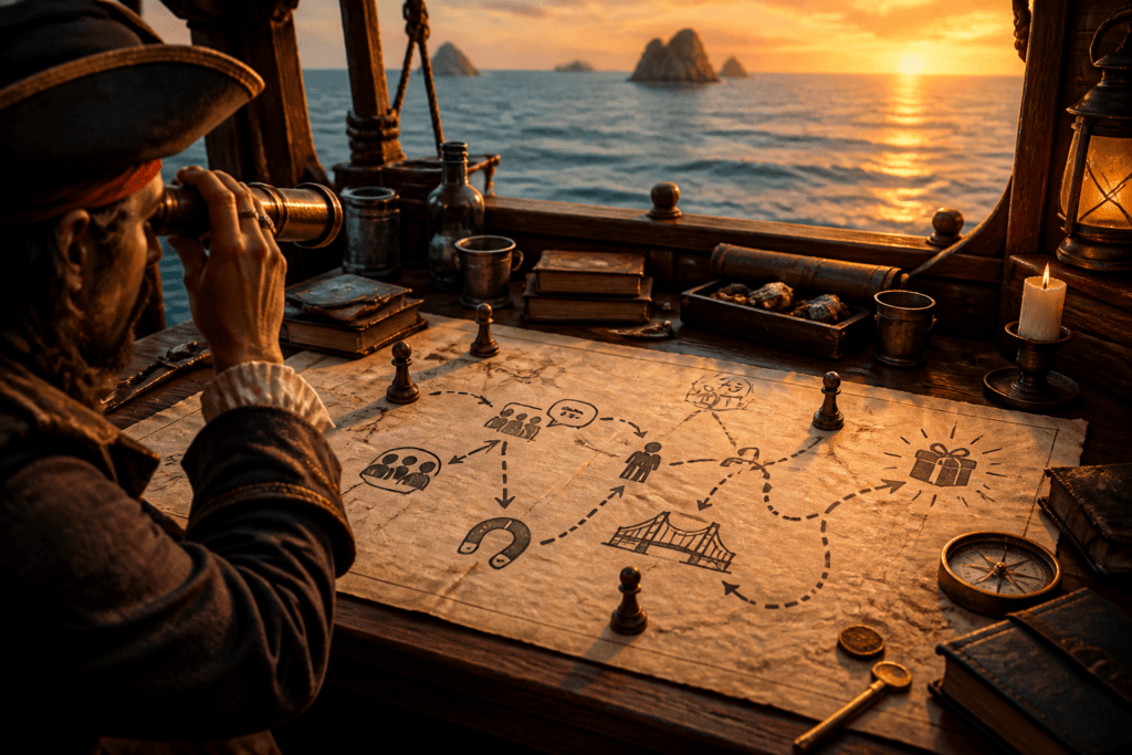 Audience-to-offer journey plan on desk