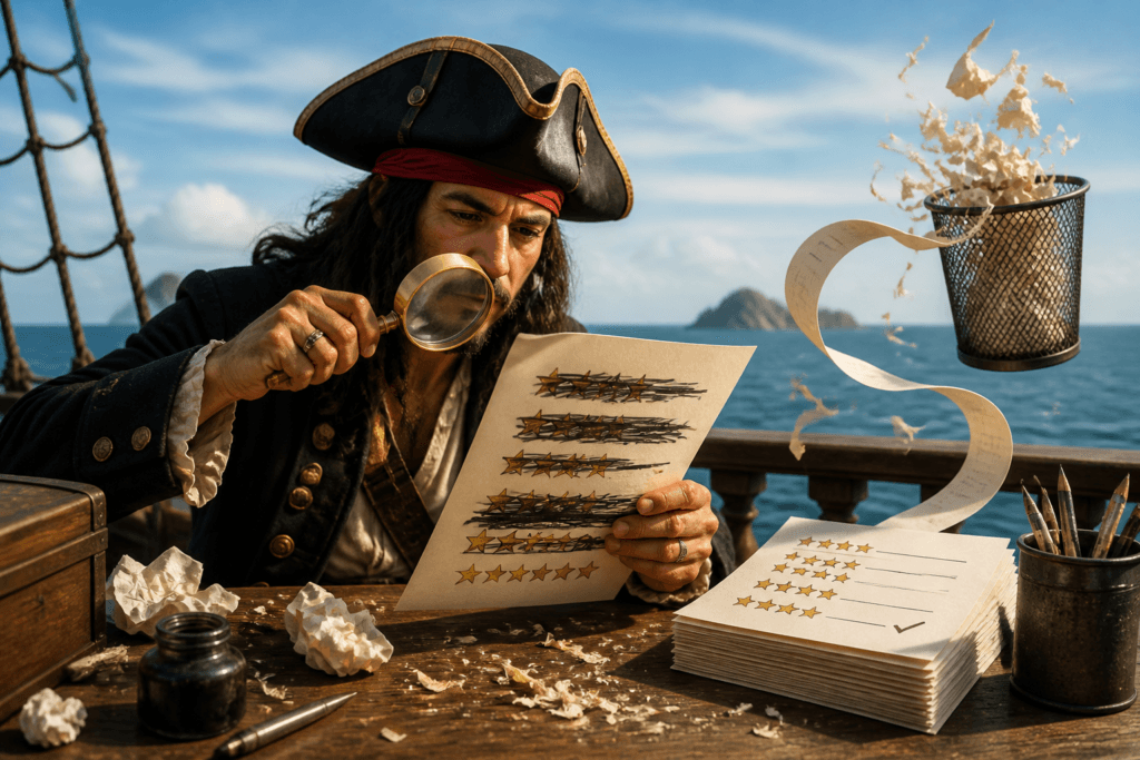 Writer editing affiliate fluff out of a tool review