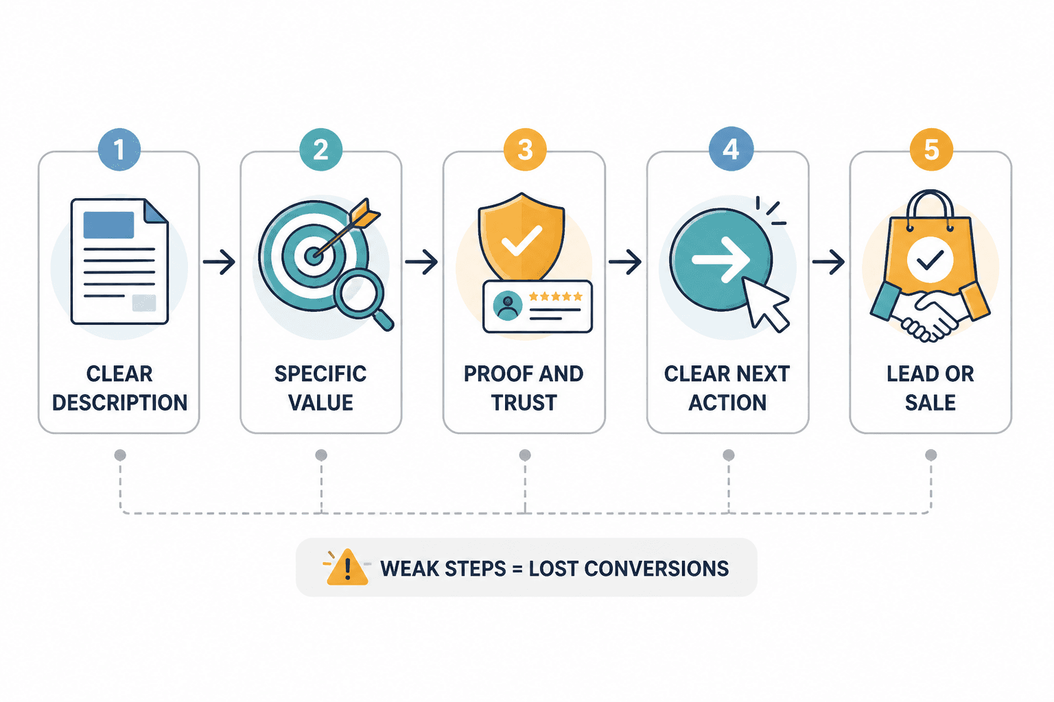 Flow from clear description to trust to action