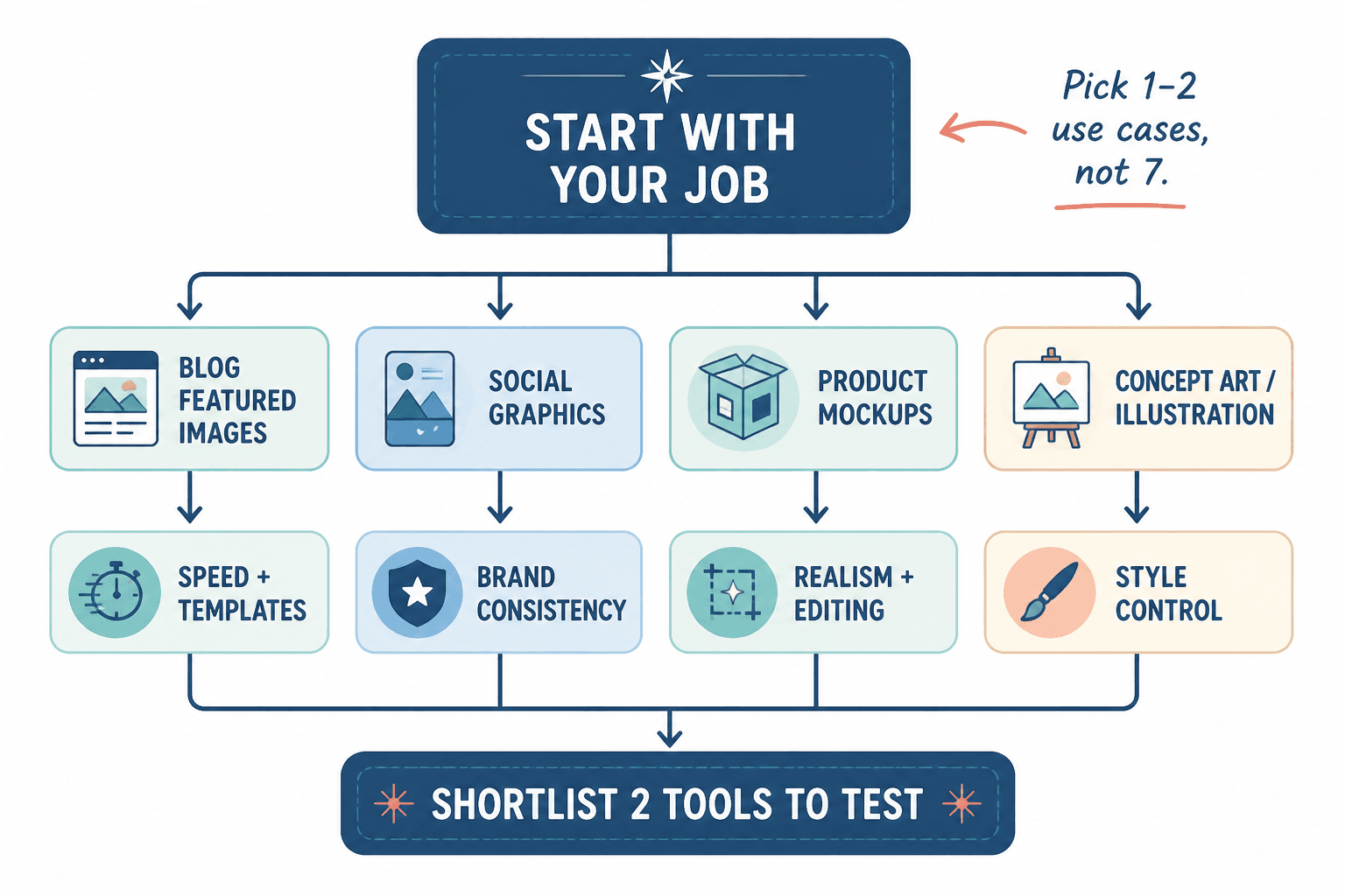 Decision flow from use case to tool shortlist