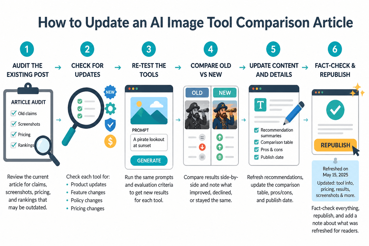 Editorial workflow for refreshing AI image tool comparisons