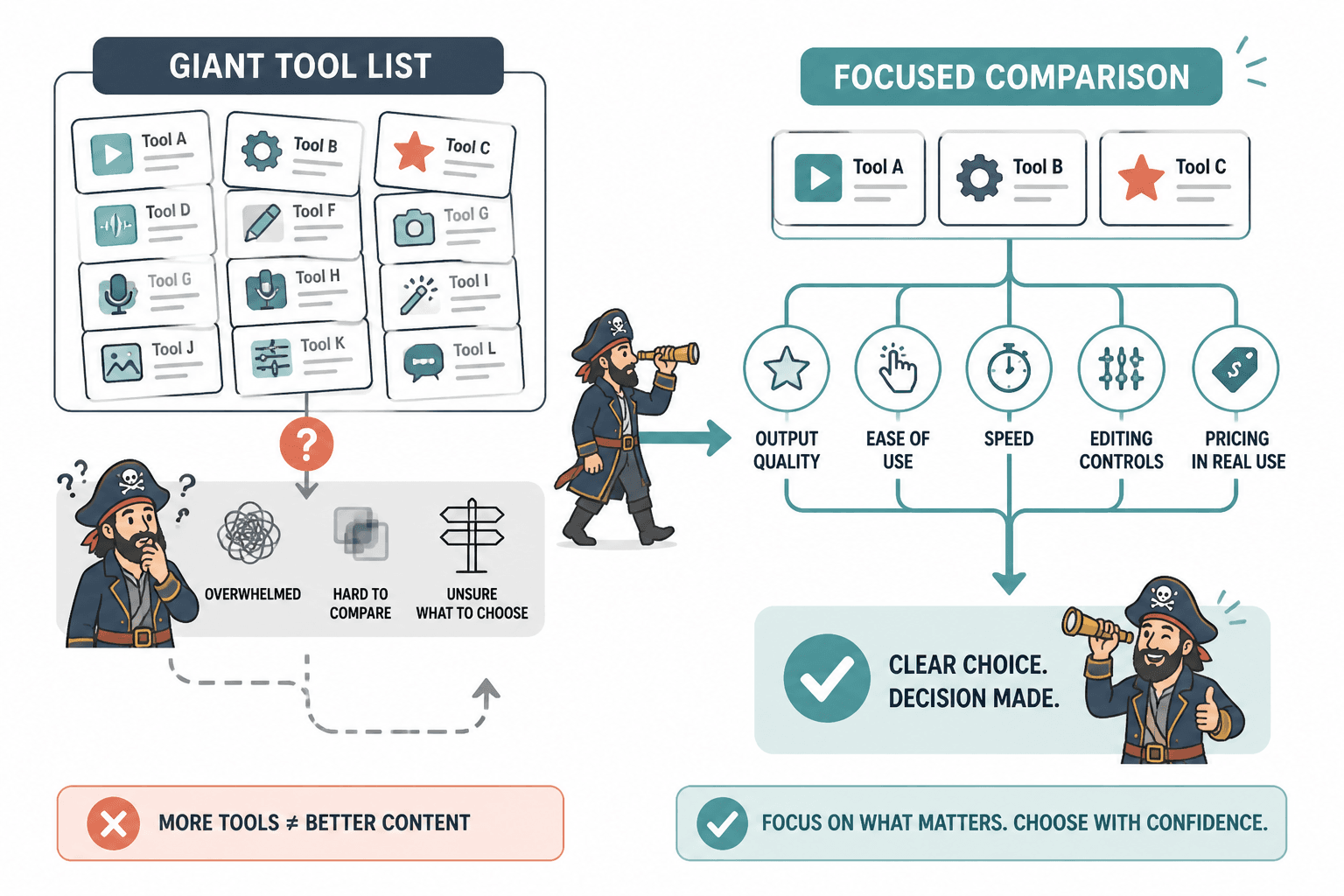 Decision path from giant tool list to focused tool comparison