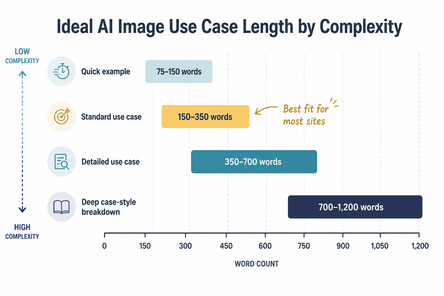Chart of ideal AI image use case length by complexity