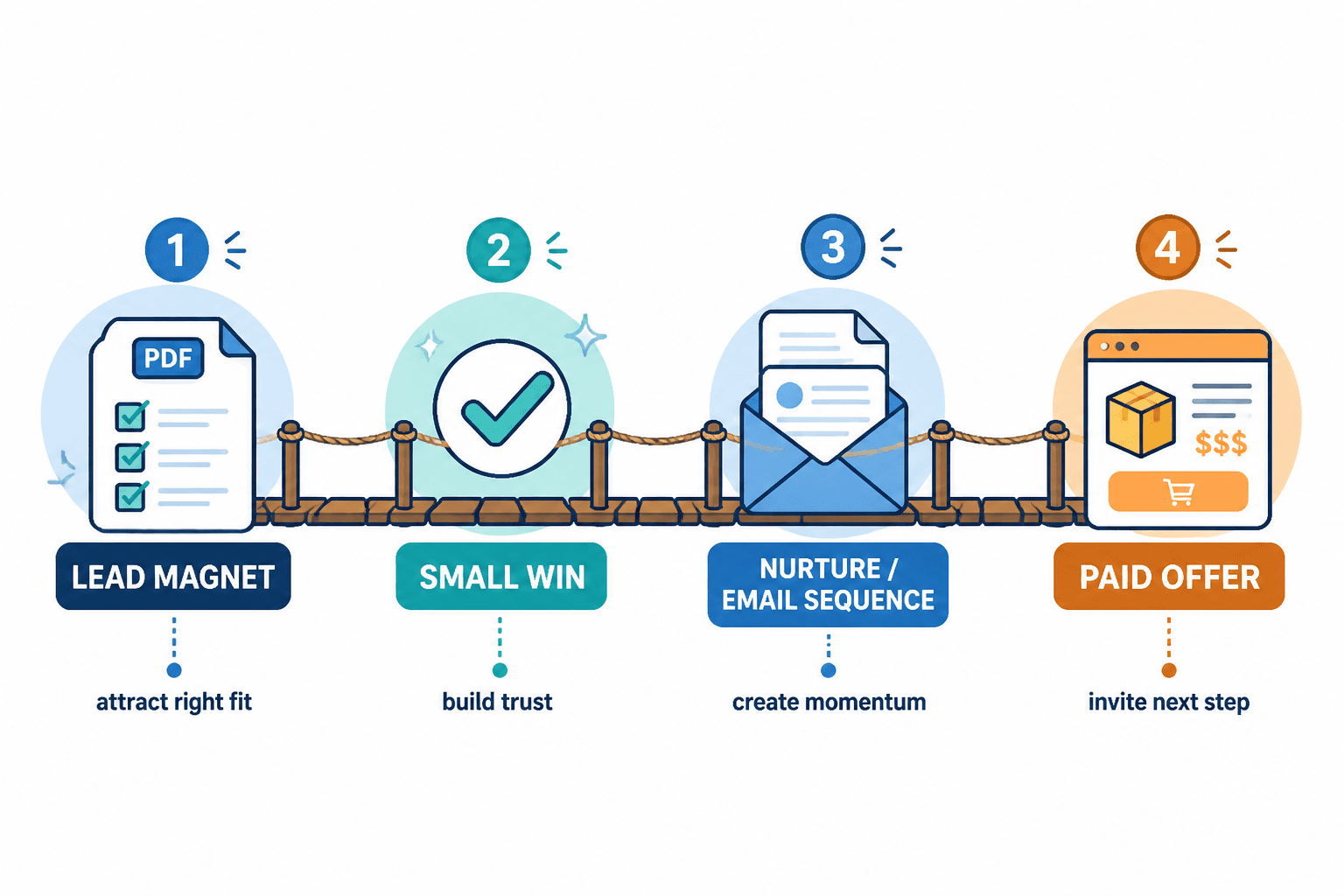 Simple funnel bridge from freebie to paid offer