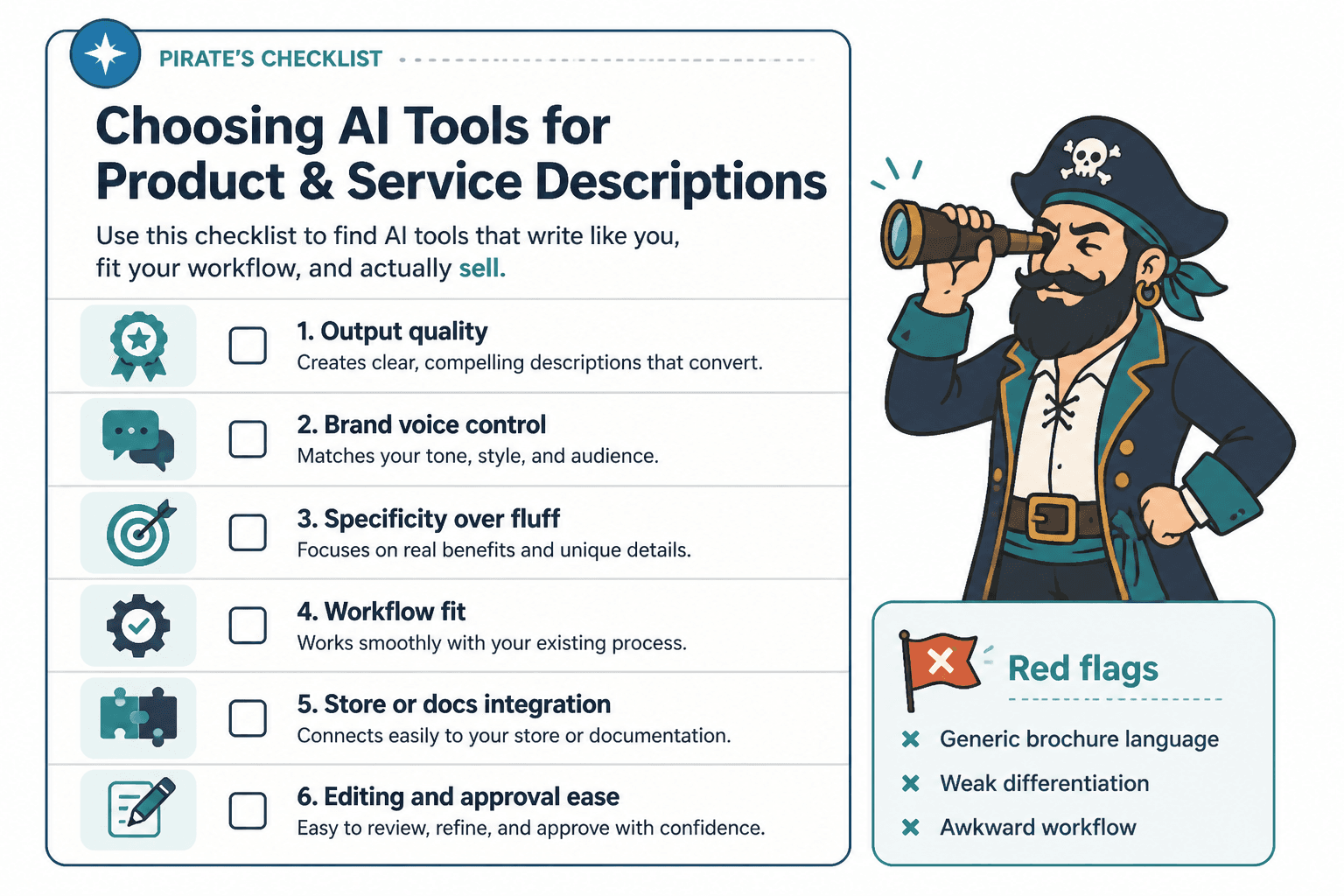 Checklist for choosing an AI copy tool