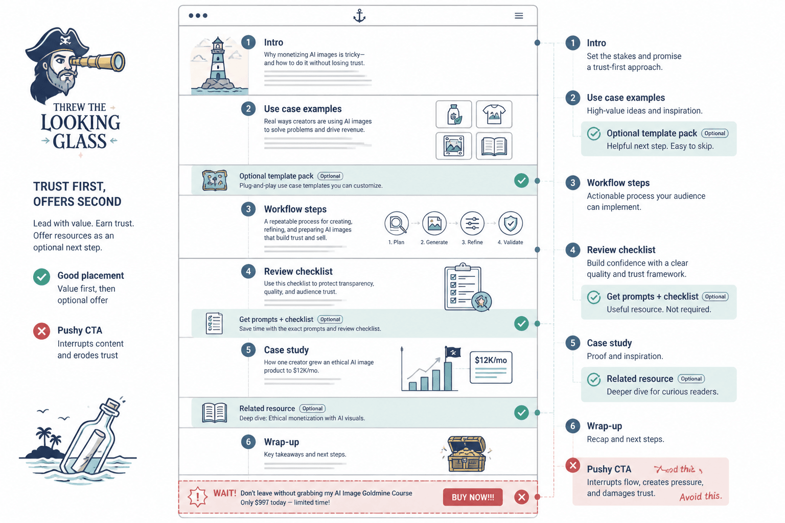 Article layout showing low-pressure CTA placement after value sections