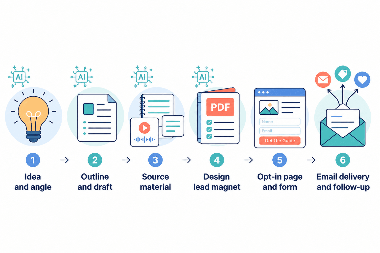 Workflow from lead magnet idea to opt-in and follow-up emails