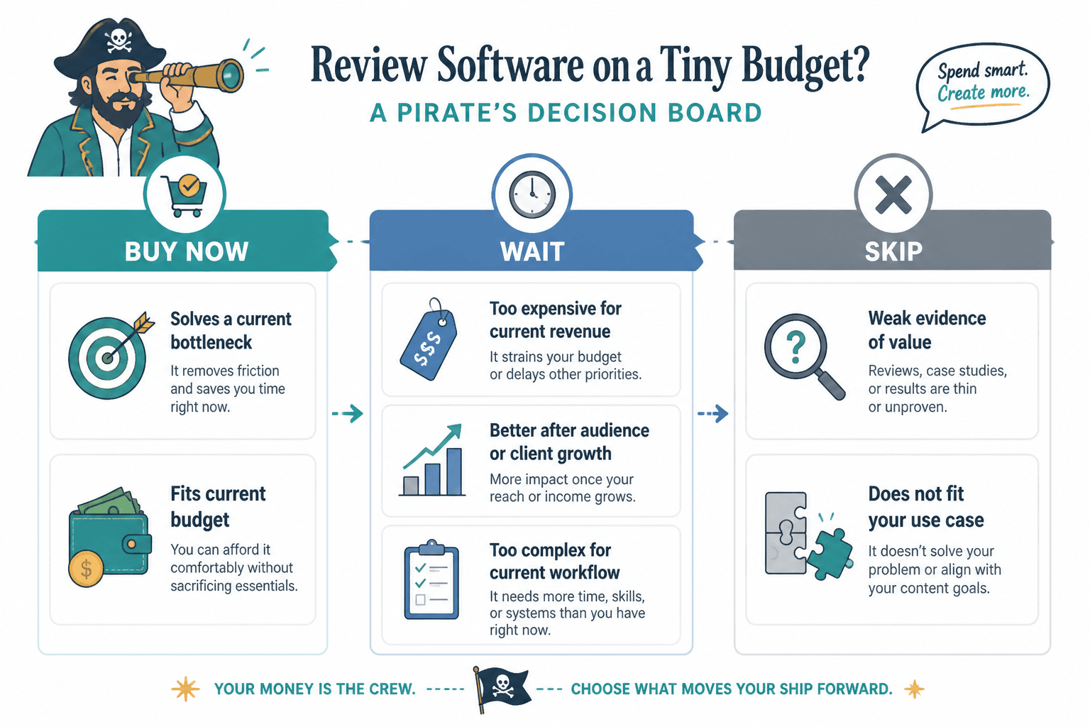 Simple board sorting tools into Buy now, Wait, and Skip