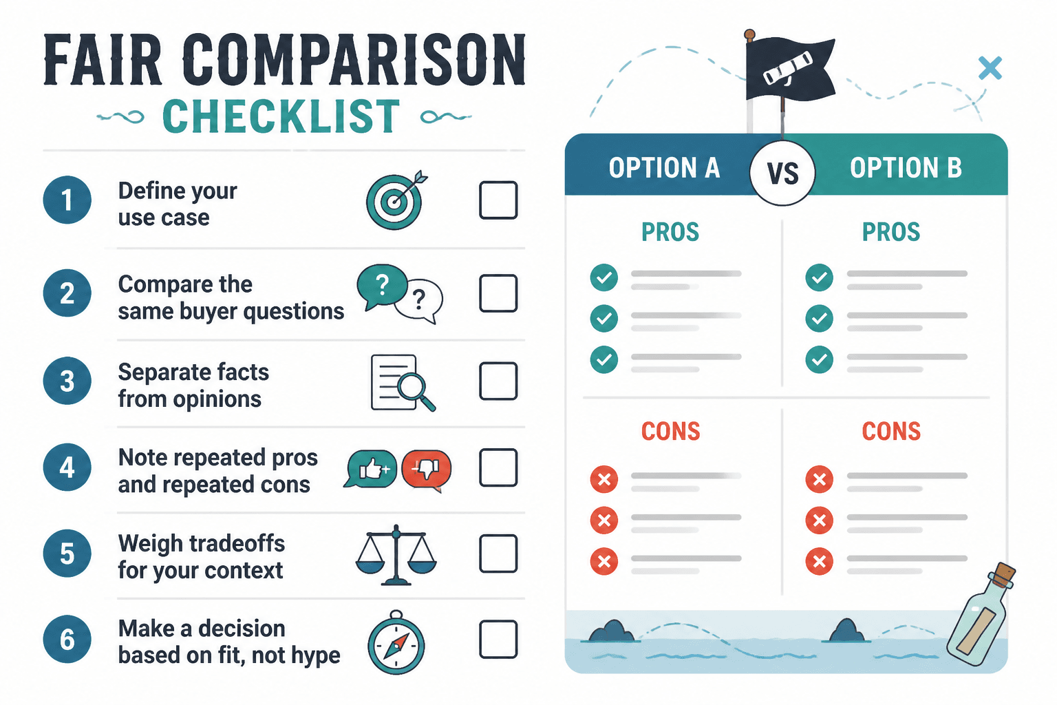 Checklist for comparing tool reviews fairly