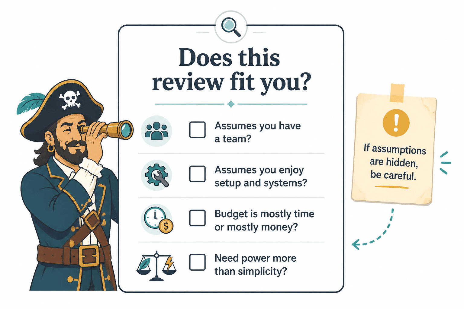 Checklist for judging whether a tool review matches your situation