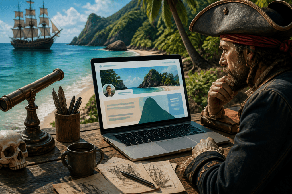 Creator landing page guide displayed on laptop